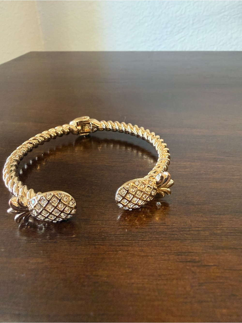 Lilly Pulitzer Gold-Tone Pineapple Crystal Open Cuff Bracelet
